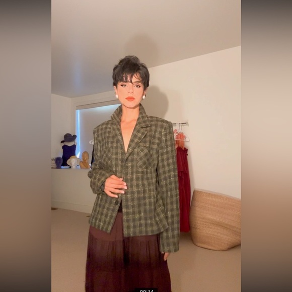 Blazer Tweed Blazer Woven Plaid... - Picture 6 of 16